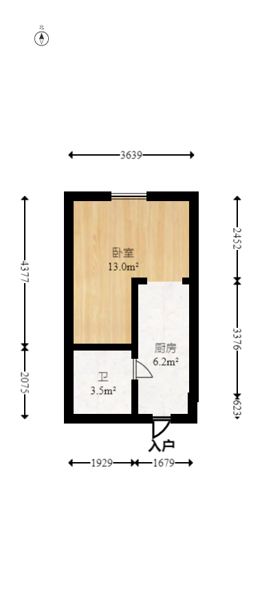 克拉美丽山庄（晟领国际）  1室1厅1卫   22.00万室内图1