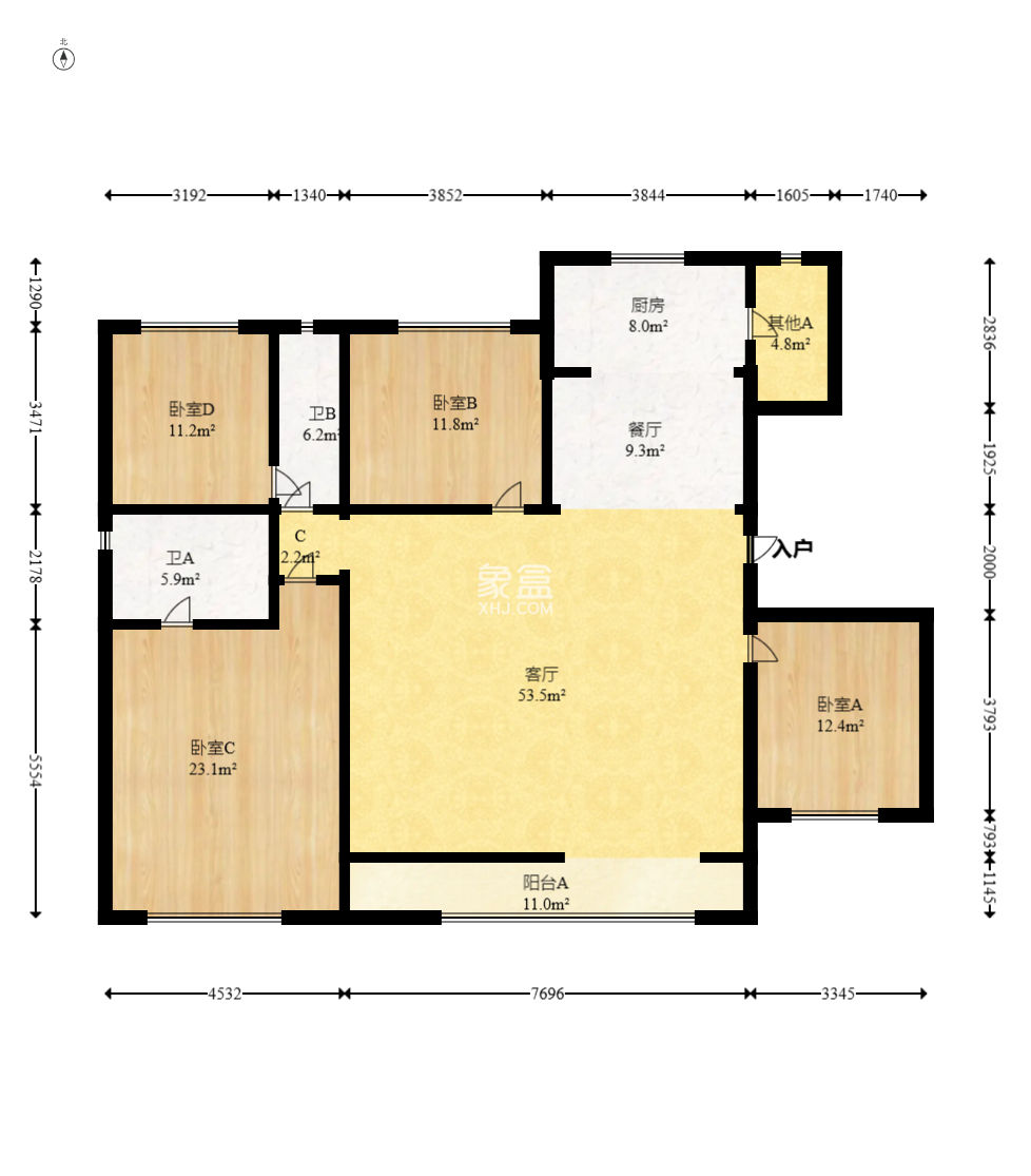 远洋红星天铂  4室2厅2卫   227.00万