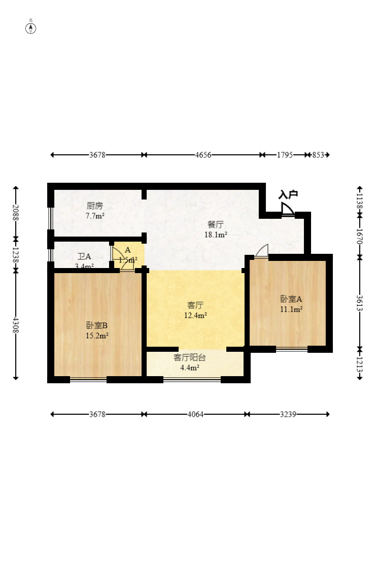 谷山乐园  2室2厅1卫   60.00万室内图1