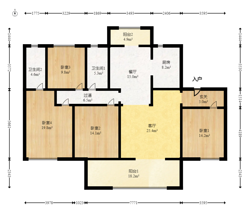 润和湘江天地AB区 4室2厅2卫 195.0万 润和湘江天地AB区 4室2厅2卫 195.0万户型图