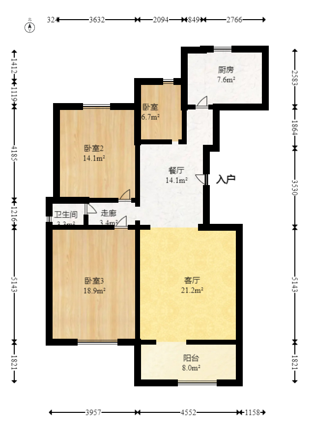 和泉嘉园 3室2厅1卫 58.0万 和泉嘉园 3室2厅1卫 58.0万户型图