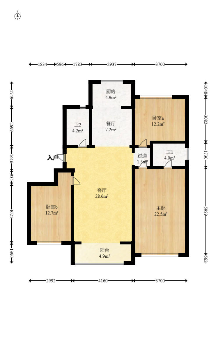 大汉汉园 3室2厅2卫 87.0万 大汉汉园 3室2厅2卫 87.0万户型图