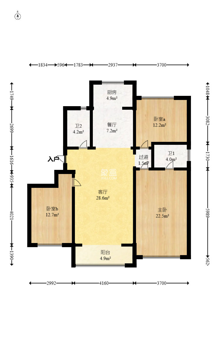 大汉汉园  3室2厅2卫    87.0万