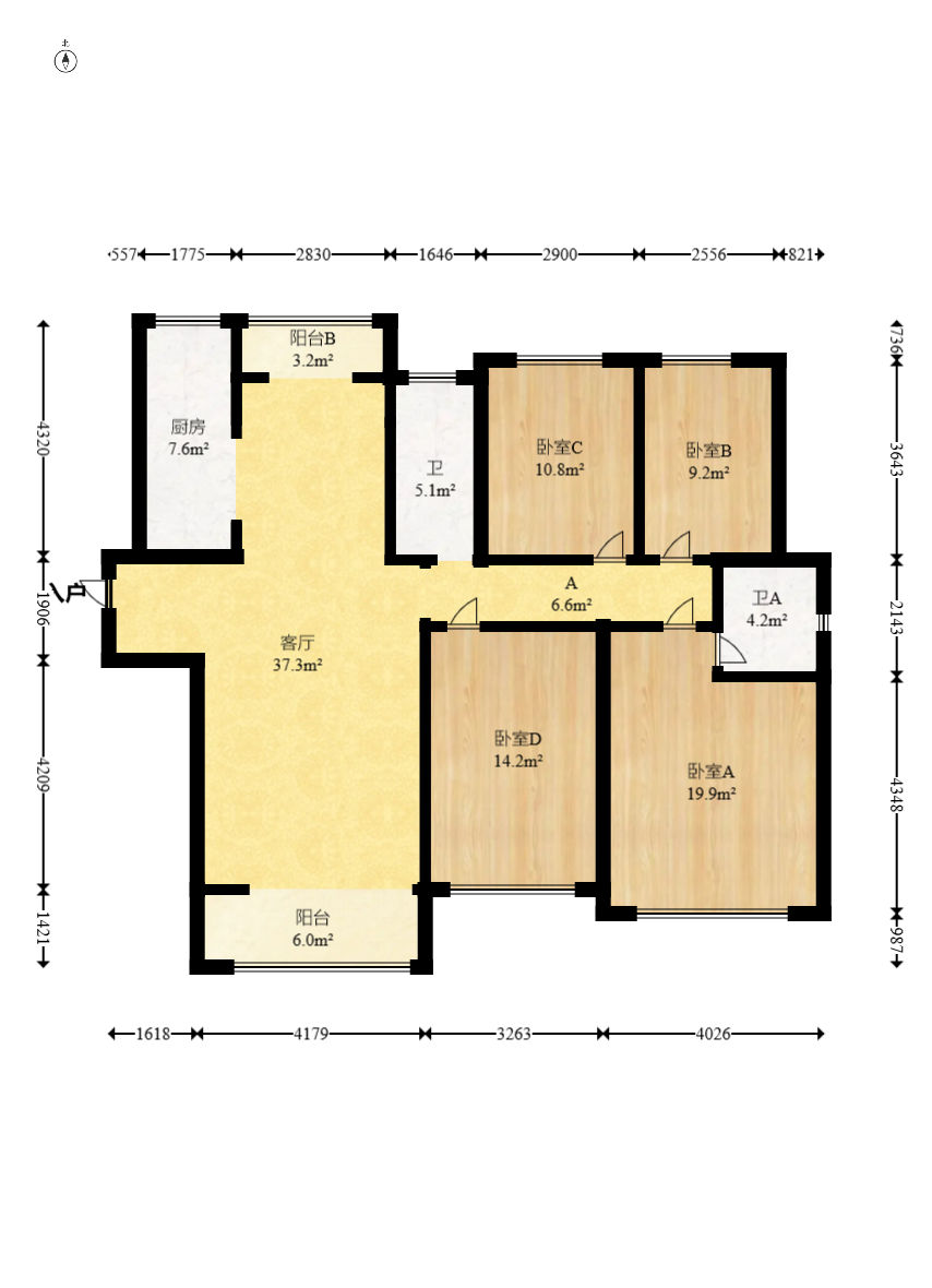 梅溪湖金茂湾  4室2厅2卫    155.0万 梅溪湖金茂湾  4室2厅2卫    155.0万户型图