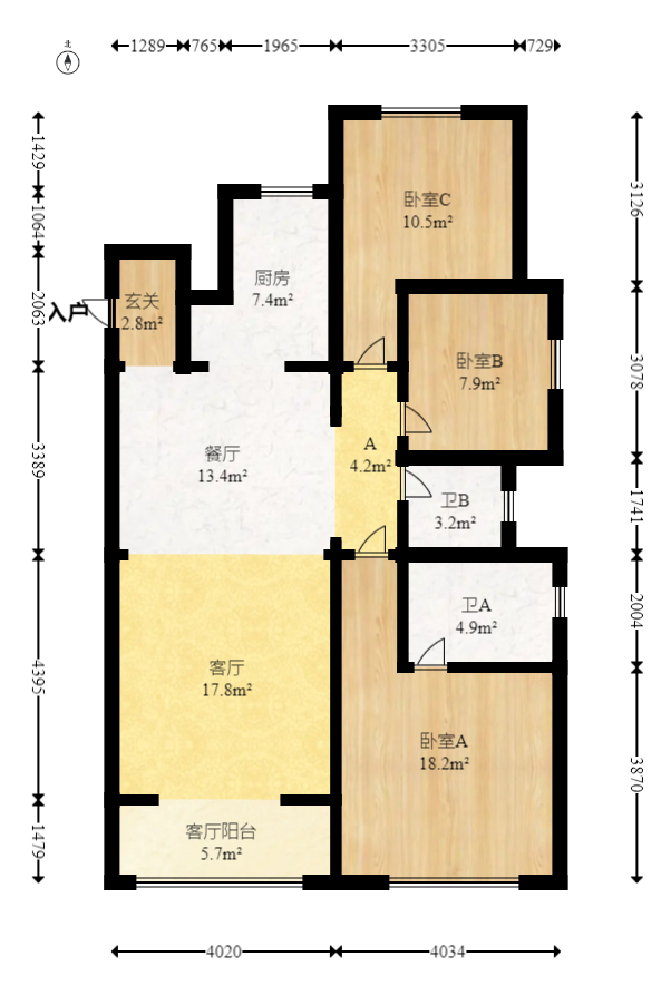 协信星澜汇  3室2厅1卫    154.99万室内图1