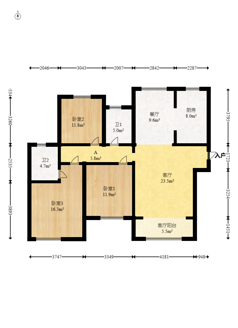 中建信和城  3室2厅2卫   140.00万室内图1