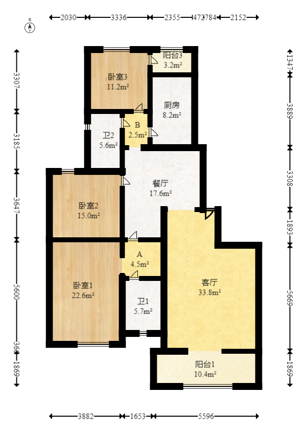 白沙花园  3室2厅2卫   125.80万室内图1