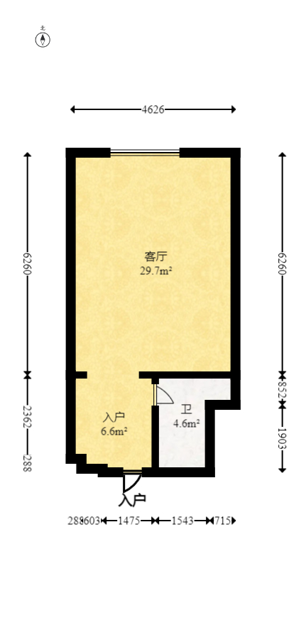 时代星城  1室1厅1卫   20.00万室内图1