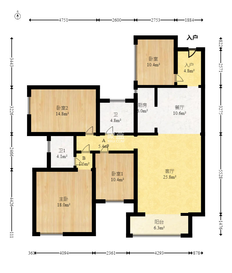 盛地尊域 4室2厅2卫 72.30万 盛地尊域 4室2厅2卫 72.30万户型图