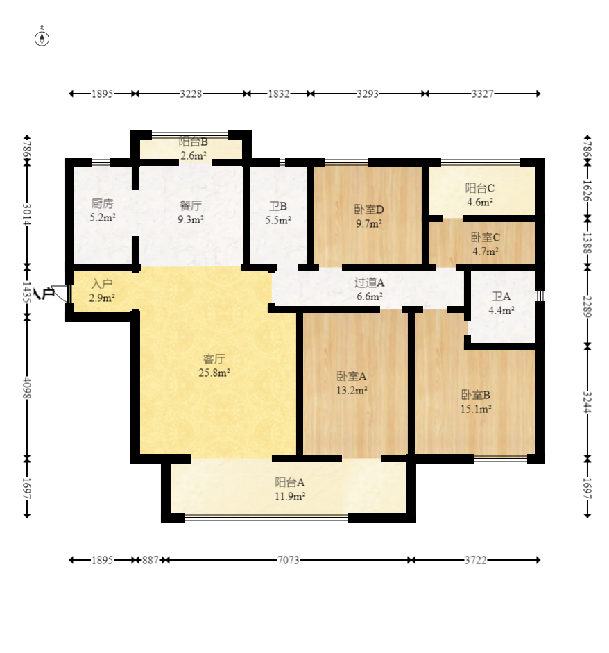 中建嘉和城  4室2厅2卫   122.00万室内图1