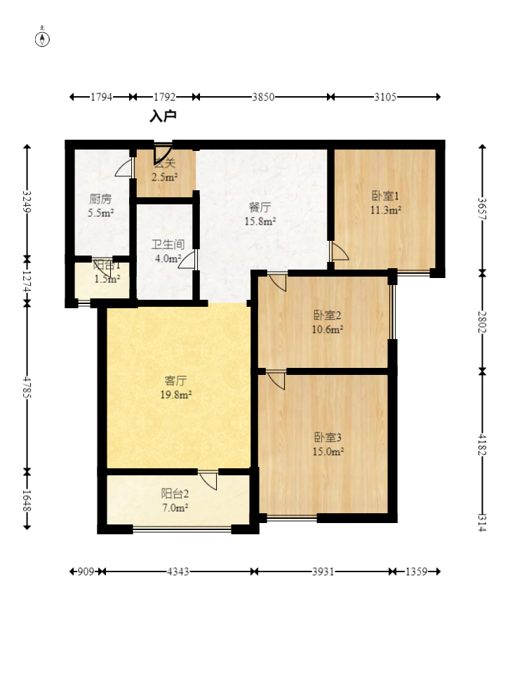 玛丽的花园(金色阳光家园) 3室2厅1卫 80.0万 玛丽的花园(金色阳光家园) 3室2厅1卫 80.0万户型图