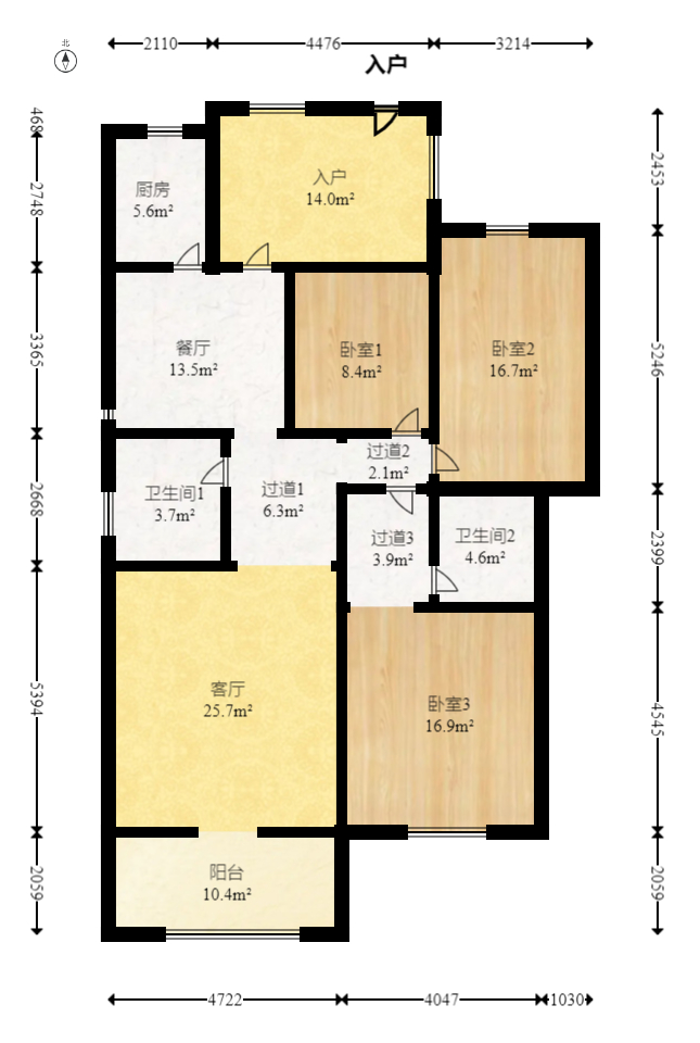 江山韵  3室2厅2卫   76.80万室内图1