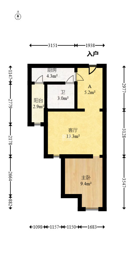 青和上座（上味舫大厦）  1室1厅1卫   52.00万