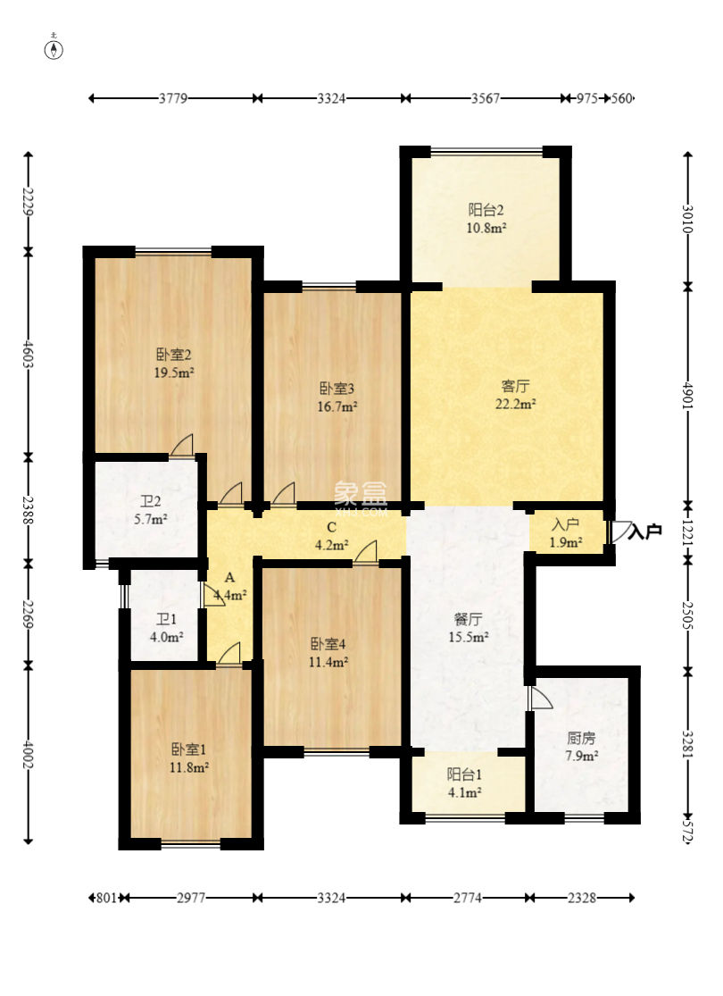 嘉宇盛世华章  4室2厅1卫    168.0万