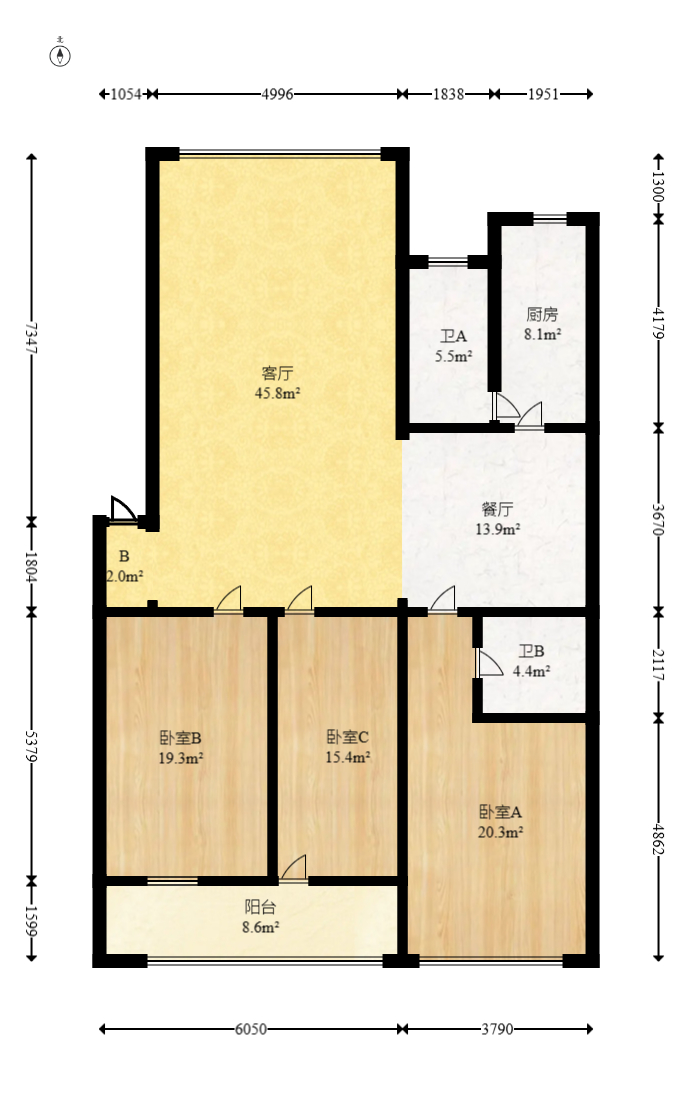 南天花园  3室2厅2卫   115.00万室内图1