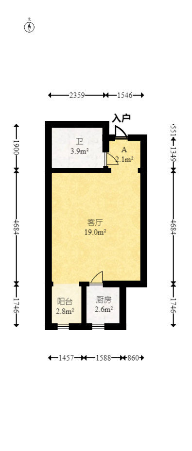 未来漫城  1室1厅1卫   26.50万室内图1