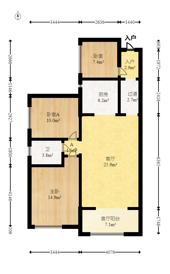 筑梦佳园  3室2厅1卫    66.8万室内图1