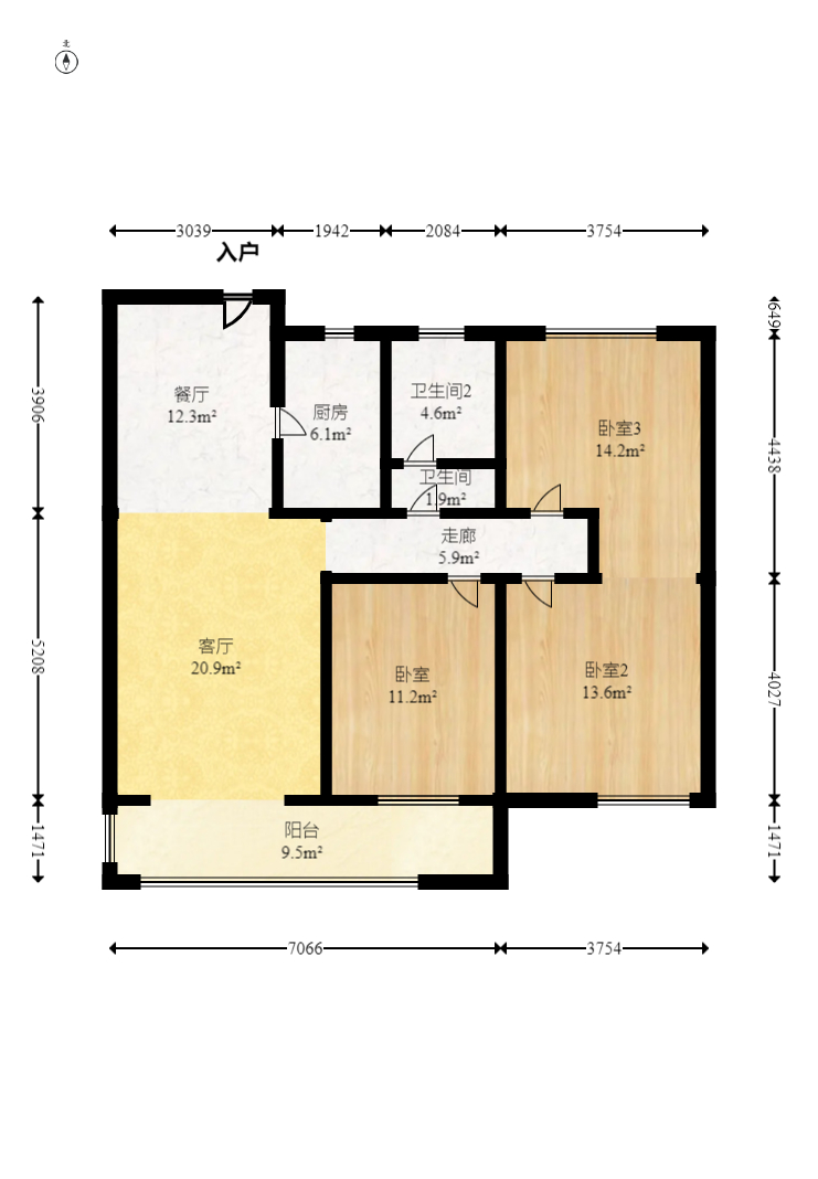 日盛湖湘花苑 3室2厅1卫 87.12万 日盛湖湘花苑 3室2厅1卫 87.12万户型图