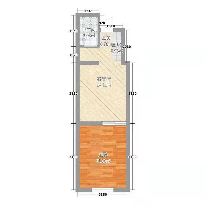 冠都现代城（冠都幸福彼岸）  1室1厅1卫   18.00万户型图