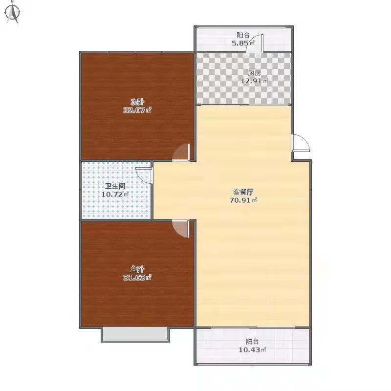 润泽上邸  1室1厅1卫   1200.00元/月户型图