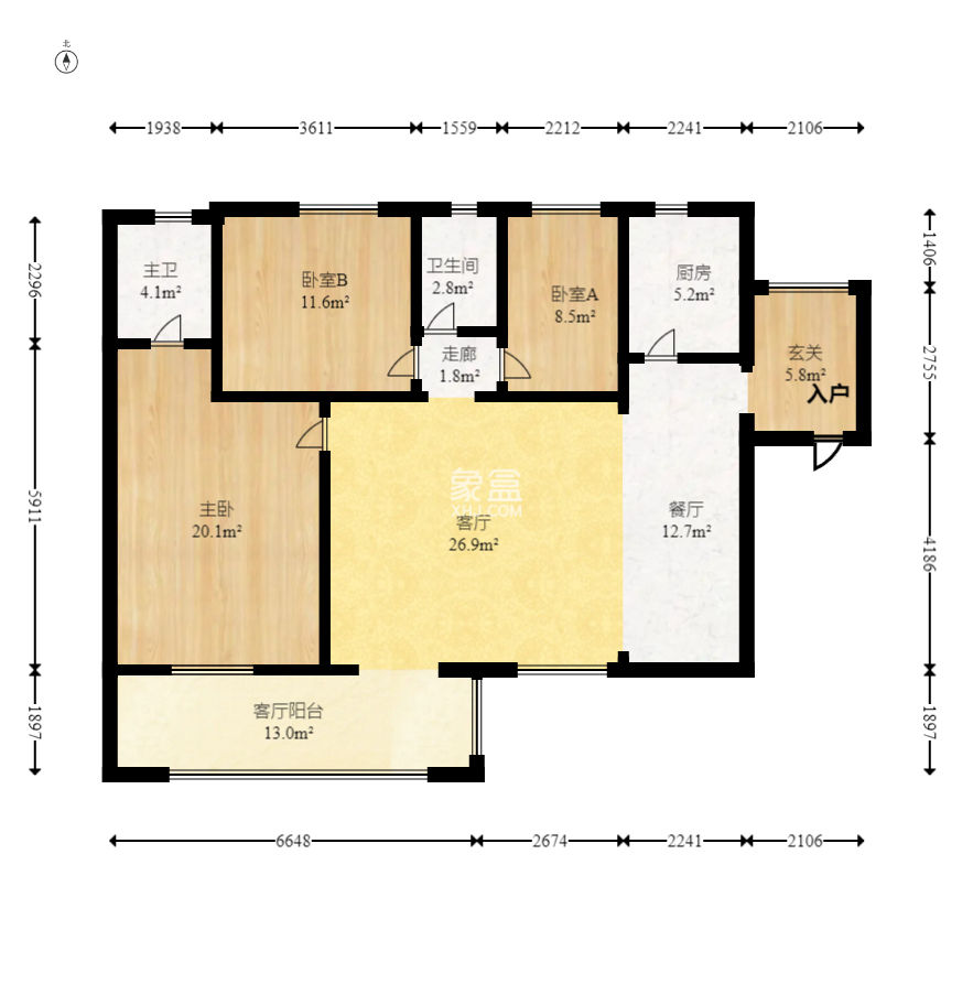 鑫远悦城（鑫远悦时代）  3室2厅2卫    110.0万