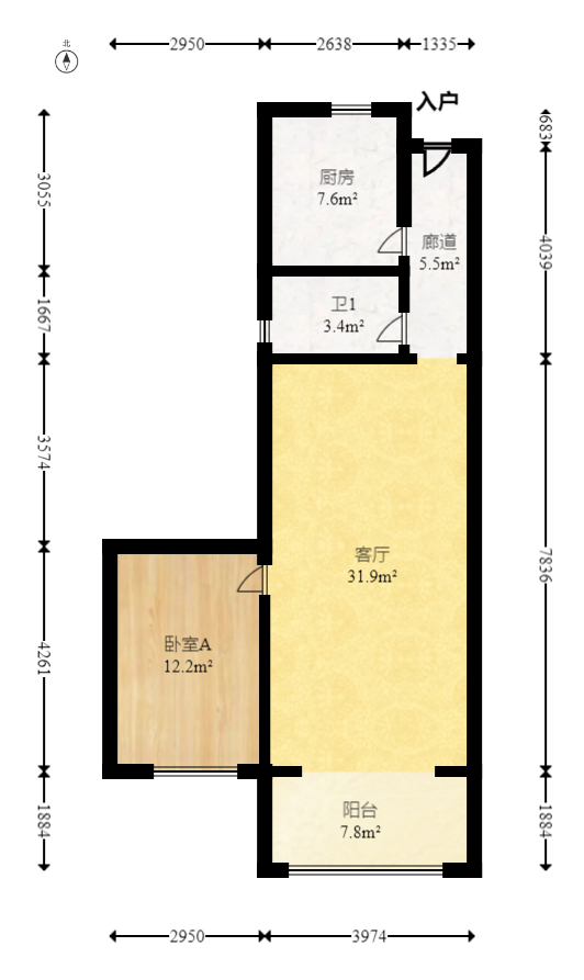 邦盛水岸御园  3室2厅2卫   76.00万室内图1