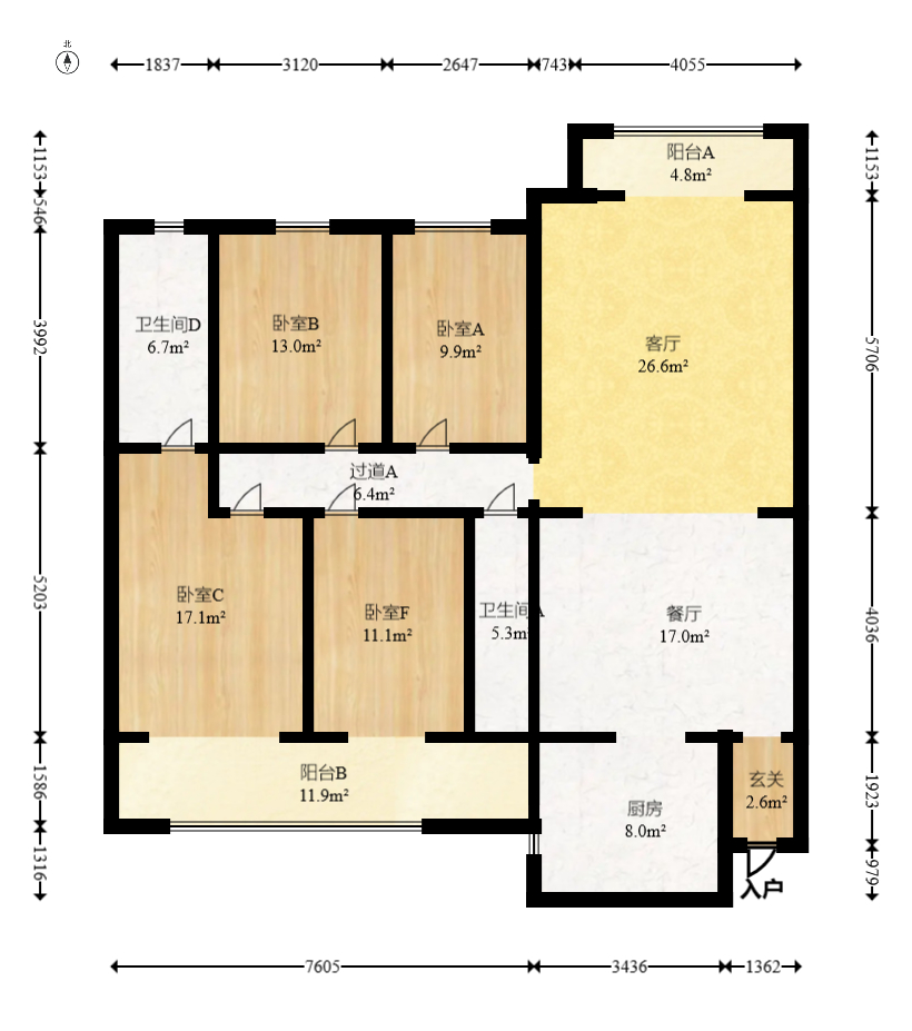 华盛花园  4室2厅2卫    136.0万 华盛花园  4室2厅2卫    136.0万户型图