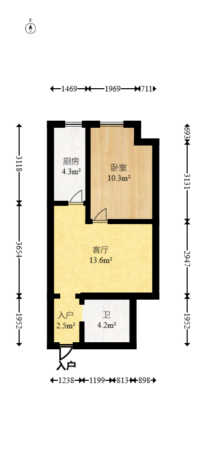 时代星城  1室1厅1卫   26.00万室内图1