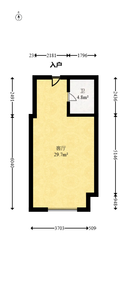 金科时代中心  1室1厅1卫   24.80万室内图1