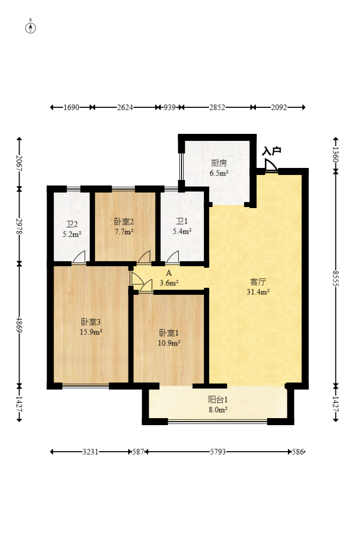 阳光城尚东湾嘉林苑  3室2厅2卫    95.0万 阳光城尚东湾嘉林苑  3室2厅2卫    95.0万户型图