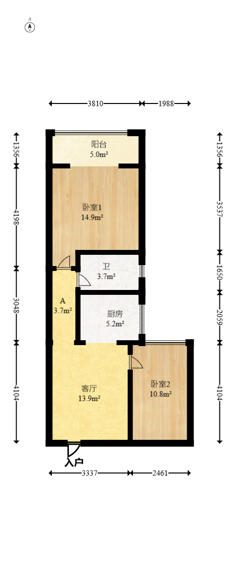 上峰苑（兰亭玥岛）  2室2厅1卫   55.00万室内图1