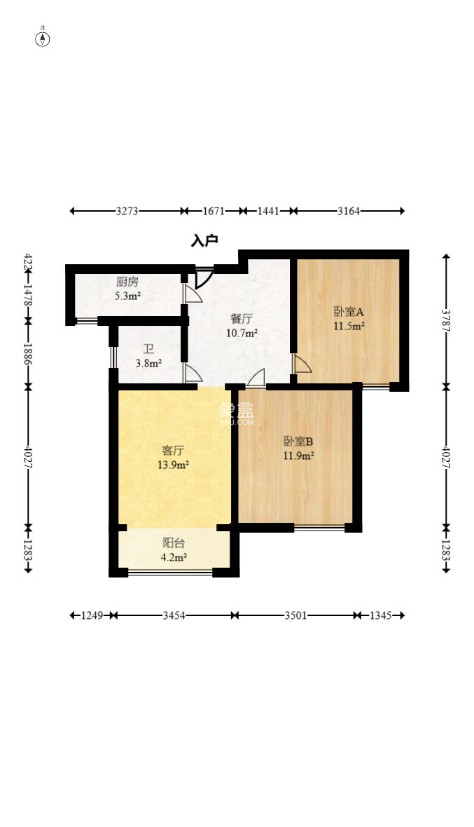 卢浮原著  2室2厅1卫    50.0万