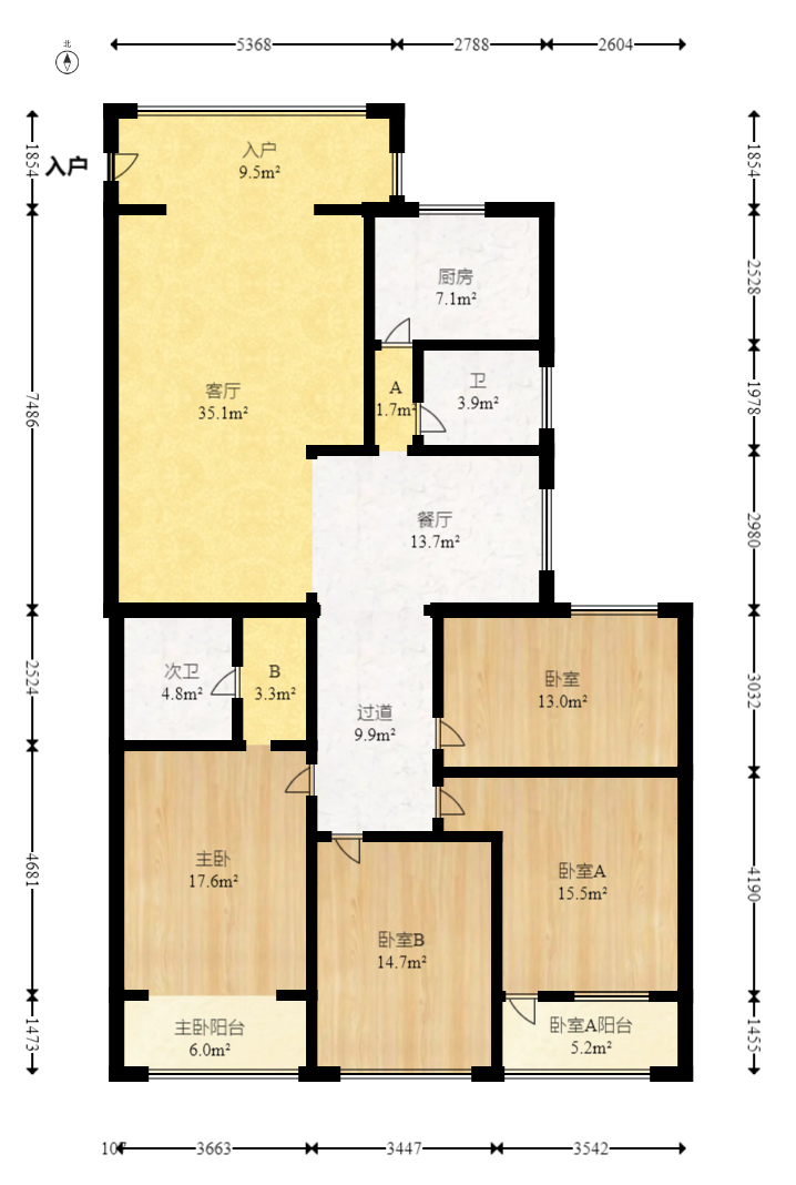 天星家园  4室2厅2卫   89.00万室内图1