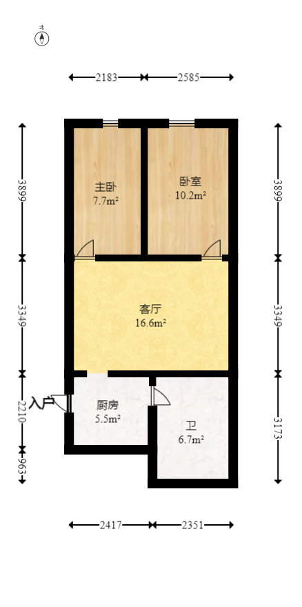 铂宫  1室1厅1卫   68.00万室内图1