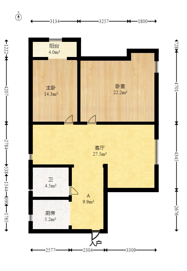 颐美园  2室2厅1卫   78.90万室内图1