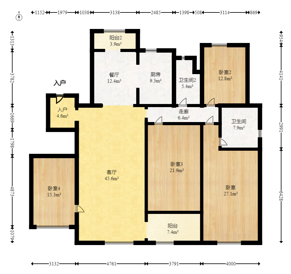 金茂建发观悦  4室2厅2卫   338.00万室内图1