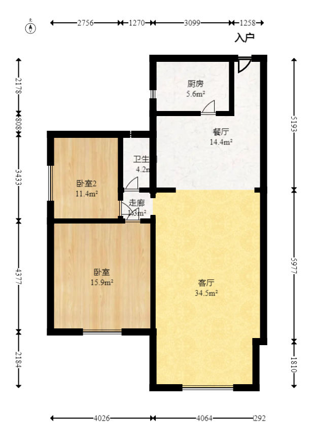 明天一城 2室2厅1卫 62.8万 明天一城 2室2厅1卫 62.8万户型图
