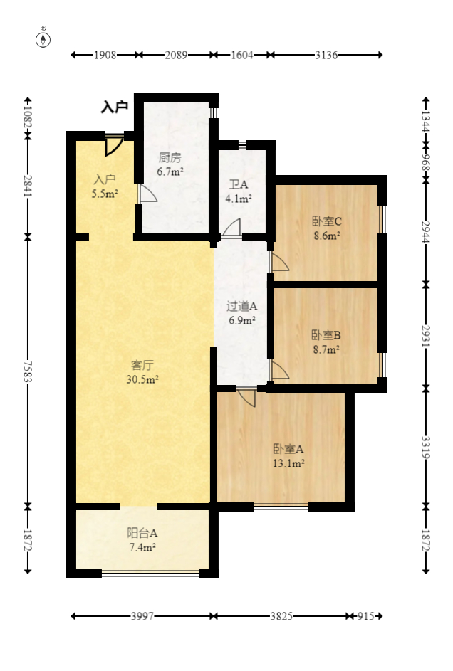 中建嘉和城凤凰台（中建瑞兴家园）  3室2厅1卫   110.00万室内图1