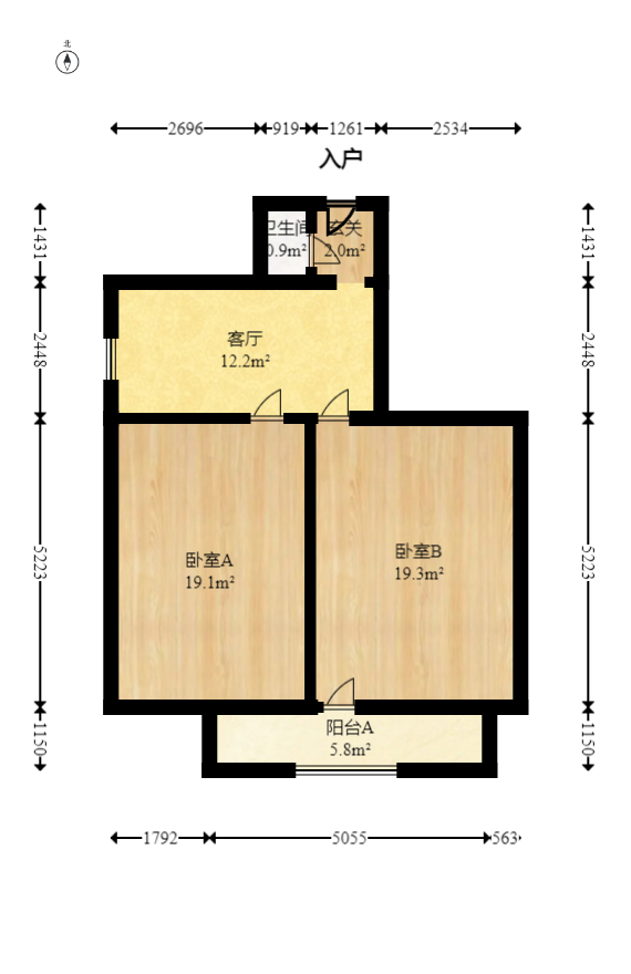 东瓜山一村  1室1厅1卫   50.00万室内图1