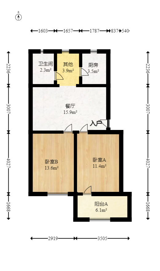 省气象局宿舍  2室1厅1卫   57.00万室内图1