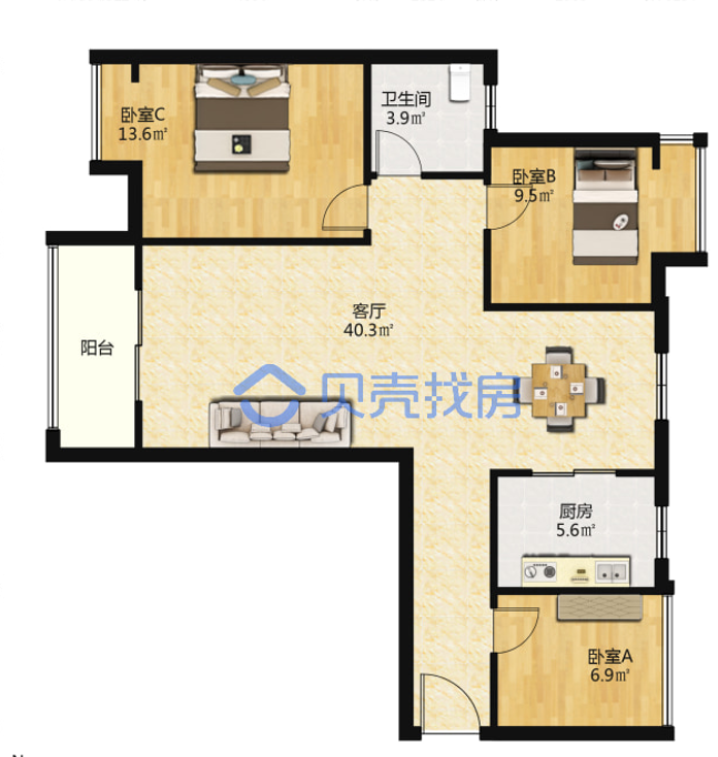 水晶郦都  2室1厅1卫   87.00万室内图1