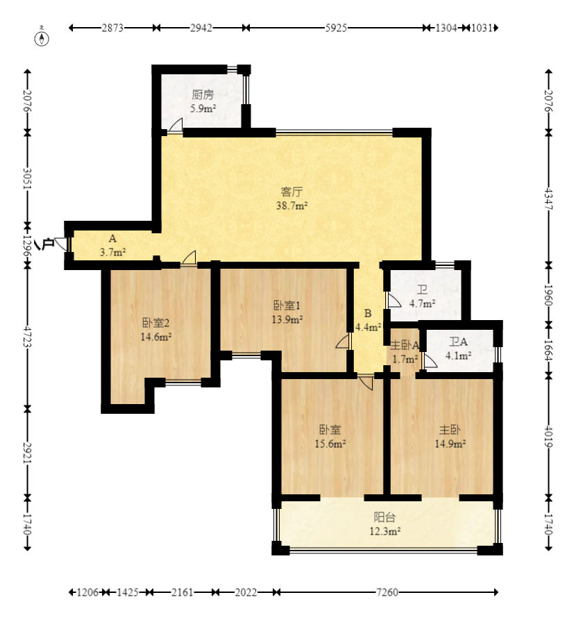 交通厅宿舍  4室2厅2卫   235.00万室内图1