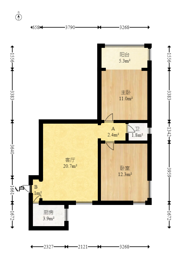 星典时代  2室2厅1卫   62.80万室内图1