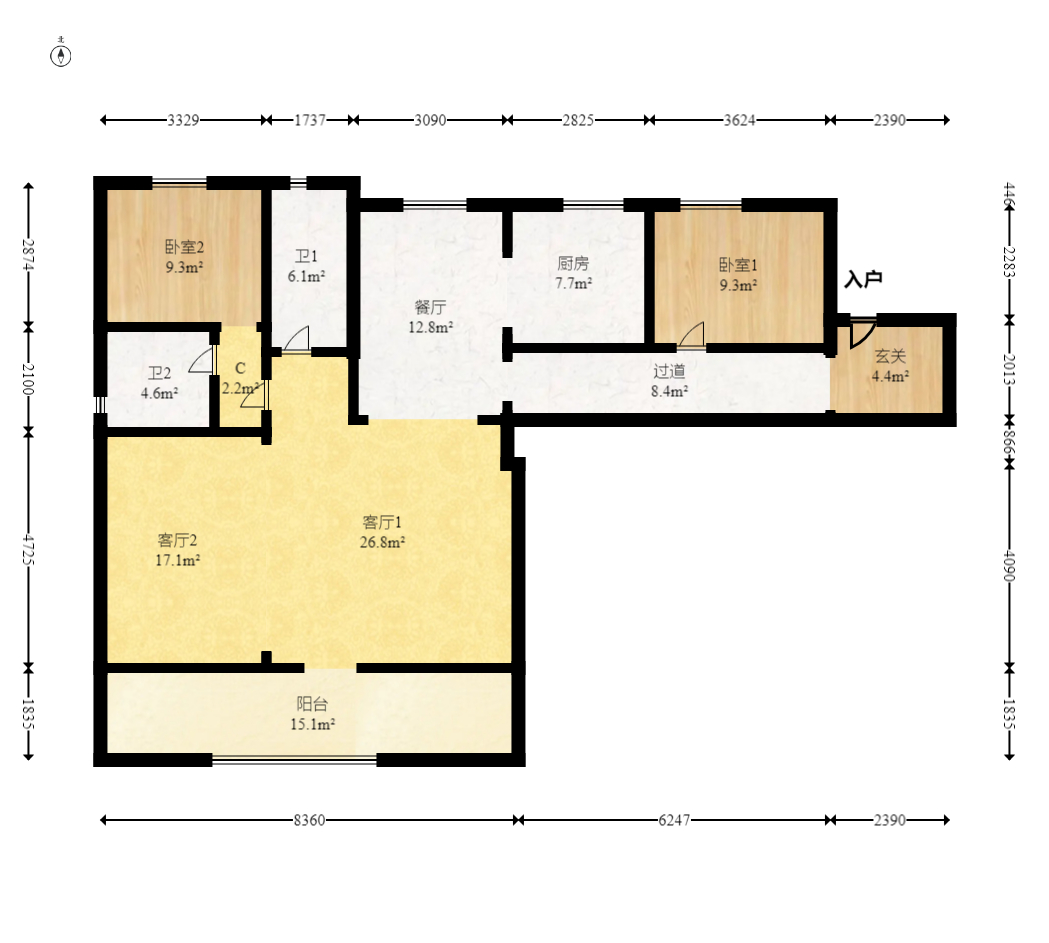 越秀湘江星汇城二期 4室2厅2卫 158.0万 越秀湘江星汇城二期 4室2厅2卫 158.0万户型图