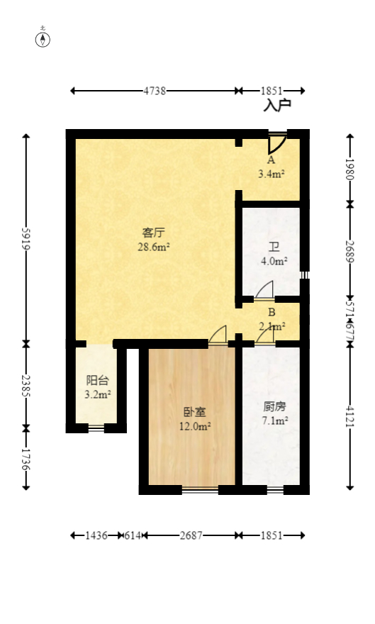 通华天都  1室1厅1卫   49.00万室内图1