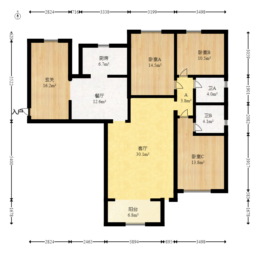 瑞都豪庭  3室2厅2卫   135.00万室内图1