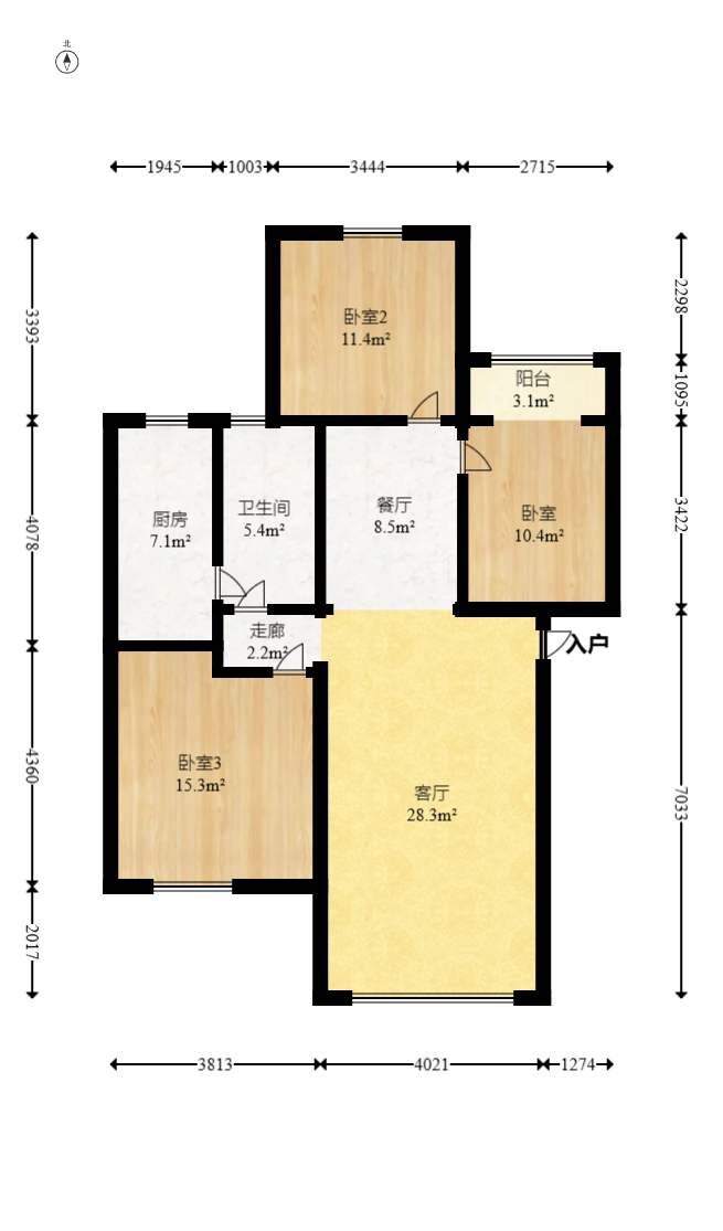 东岸锦城(东方人家)  3室2厅1卫   63.80万室内图1