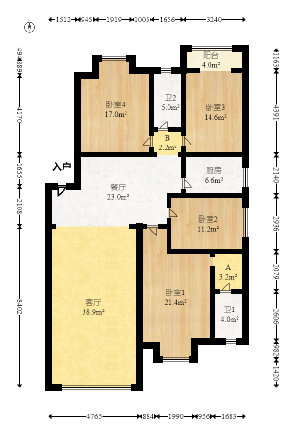 都市春天  4室2厅2卫   130.00万室内图1