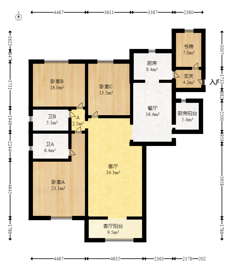 德润园  4室2厅2卫    135.0万室内图1
