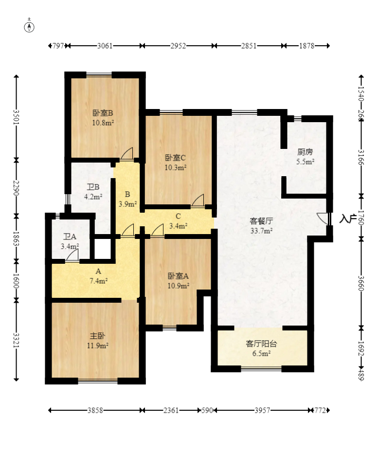 万科里金域国际  4室2厅2卫   268.00万室内图1